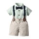 Cross-border baby boy gentleman's tuxedo, new summer classic striped short-sleeved shirt and shorts set, boy's performance costume. Cross-border baby boy gentleman's tuxedo, new summer classic striped short-sleeved shirt and shorts set, boy's performance costume.