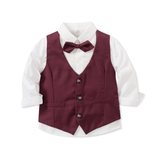 New cross-border children's suits, baby banquets, and party suits, with a floral collar and vest, and a European and American style. New cross-border children's suits, baby banquets, and party suits, with a floral collar and vest, and a European and American style.