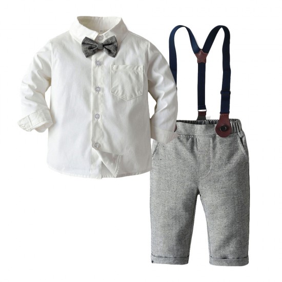 Cross-border European and American spring and autumn new styles, children's suits, bow ties, suspenders, bows, multi-piece sets, printed children's clothing, drop shipping Cross-border European and American spring and autumn new styles, children's suits, bow ties, suspenders, bows, multi-piece sets, printed children's clothing, drop shipping