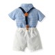 Cross-border new autumn baby boy romper with cotton bow, newborn, first birthday, photography costume, factory direct sales Cross-border new autumn baby boy romper with cotton bow, newborn, first birthday, photography costume, factory direct sales