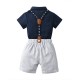 New summer European and American boys' gentleman overalls, versatile school uniforms for infants and toddlers, navy blue shorts for performances. New summer European and American boys' gentleman overalls, versatile school uniforms for infants and toddlers, navy blue shorts for performances.