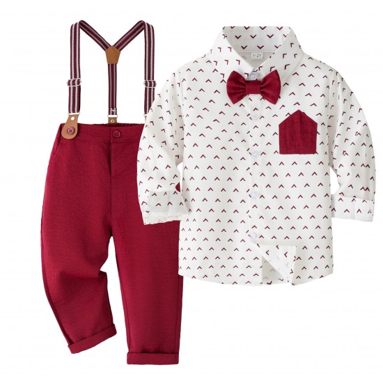 Cross-border new British-style children's clothing, long-sleeved shirt, suspender shorts, boy's banquet host performance dress Cross-border new British-style children's clothing, long-sleeved shirt, suspender shorts, boy's banquet host performance dress