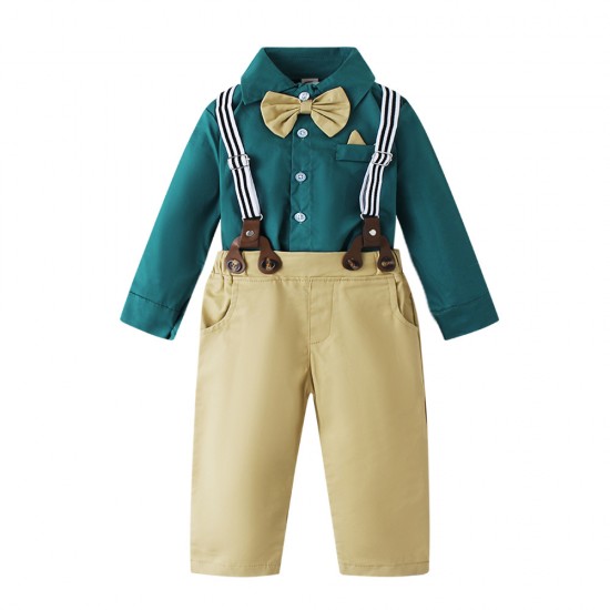 Cross-border infant and toddler solid color bodysuit, spring and summer short-sleeved bodysuit, European and American baby boy lapel, long-sleeved triangle romper Cross-border infant and toddler solid color bodysuit, spring and summer short-sleeved bodysuit, European and American baby boy lapel, long-sleeved triangle romper