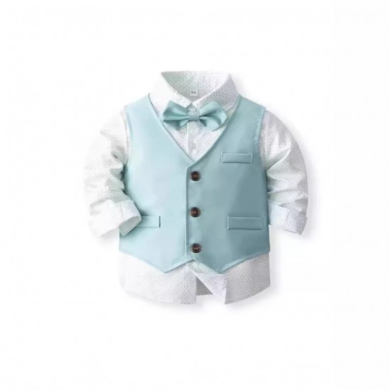 Spring and autumn new printed shirt, suspender vest, and handsome European and American style boy's blazer Spring and autumn new printed shirt, suspender vest, and handsome European and American style boy's blazer