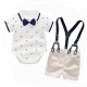 2025 British gentleman's suit, infant and toddler boy short-sleeved triangle romper, suspender shorts, birthday dress 2025 British gentleman's suit, infant and toddler boy short-sleeved triangle romper, suspender shorts, birthday dress