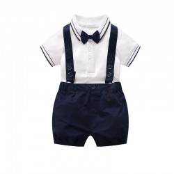 Cross-border European and American summer new baby boy gentleman rompers. Short-sleeved triangle romper suits, wholesale and drop shipping from manufacturers.
