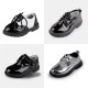Children's shiny leather shoes, baby host performance shoes with hollow laces, fashionable boys' magic-stick PU leather shoes Children's shiny leather shoes, baby host performance shoes with hollow laces, fashionable boys' magic-stick PU leather shoes
