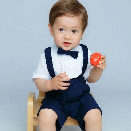 Cross-border children's performance costume, new summer solid color short-sleeved shorts, baby romper, and bow tie set, drop shipping. Cross-border children's performance costume, new summer solid color short-sleeved shorts, baby romper, and bow tie set, drop shipping.