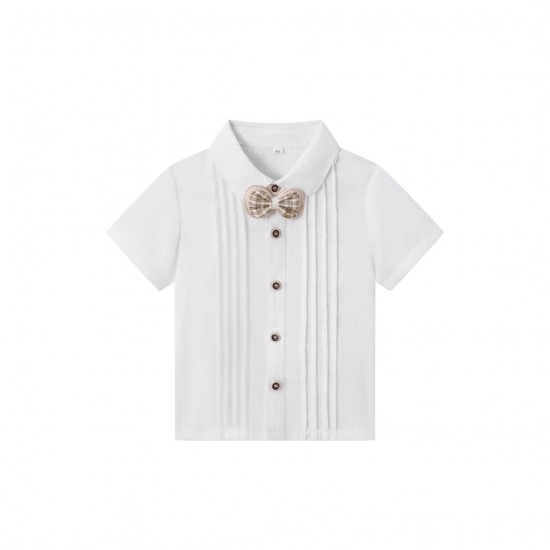 Cross-border new summer short-sleeved pleated top and shorts suit for boys, two-piece gentleman's suit for baby boys. Cross-border new summer short-sleeved pleated top and shorts suit for boys, two-piece gentleman's suit for baby boys.