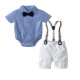 Cross-border delivery of a four-piece baby boy gentleman's suit, summer infant and toddler romper, bow tie, and suspenders, European and American style
